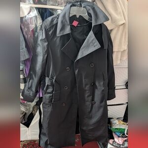 Men's Black Double-Breasted Trench Coat USN all weather coat